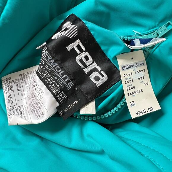 Vintage ski suit reversible NEW w tags. FERA Teal white snowsuit 12 - Picture 8 of 13